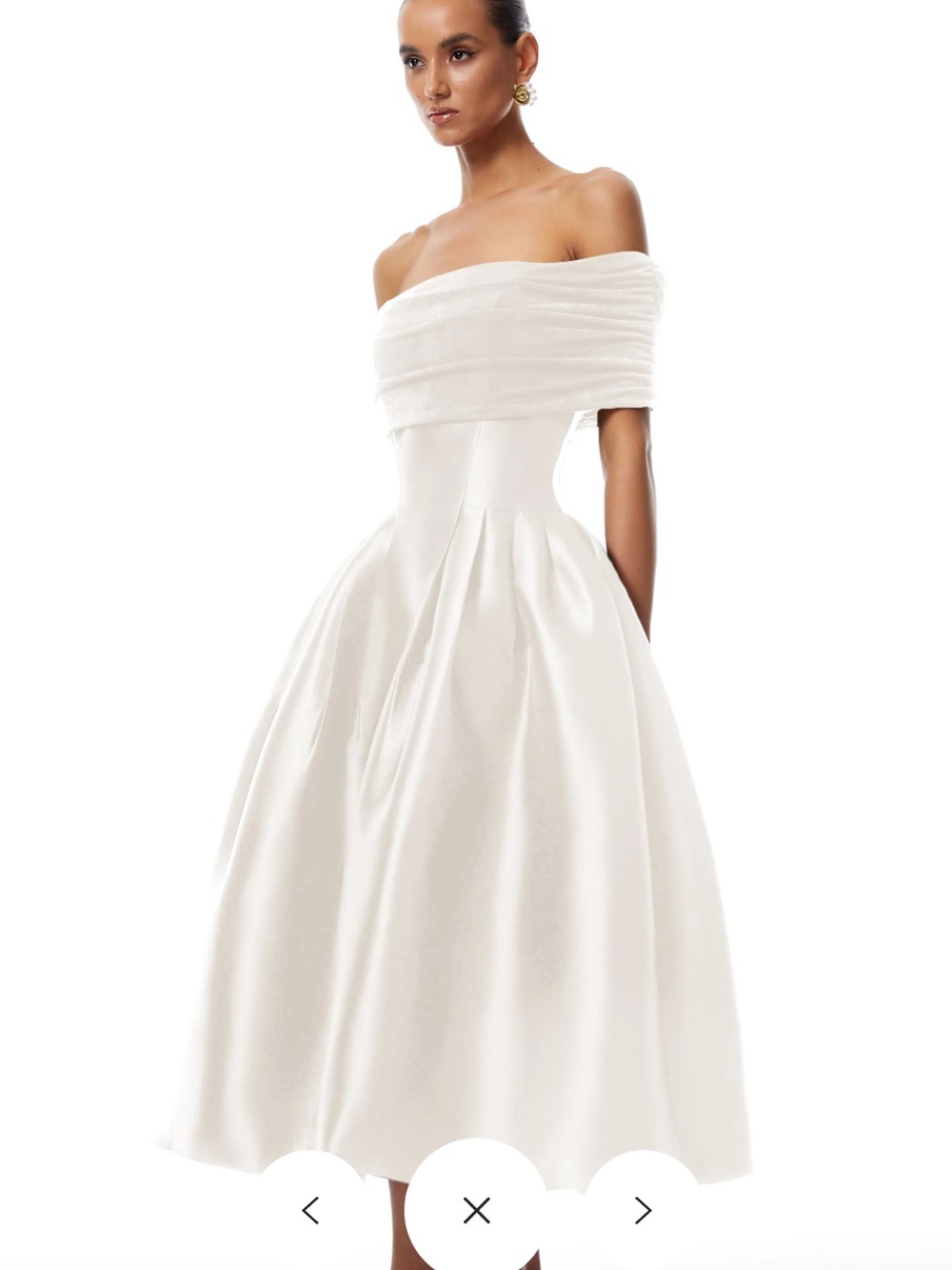 Miss rosier Ainara White Off Shoulder Polished Midi Dress